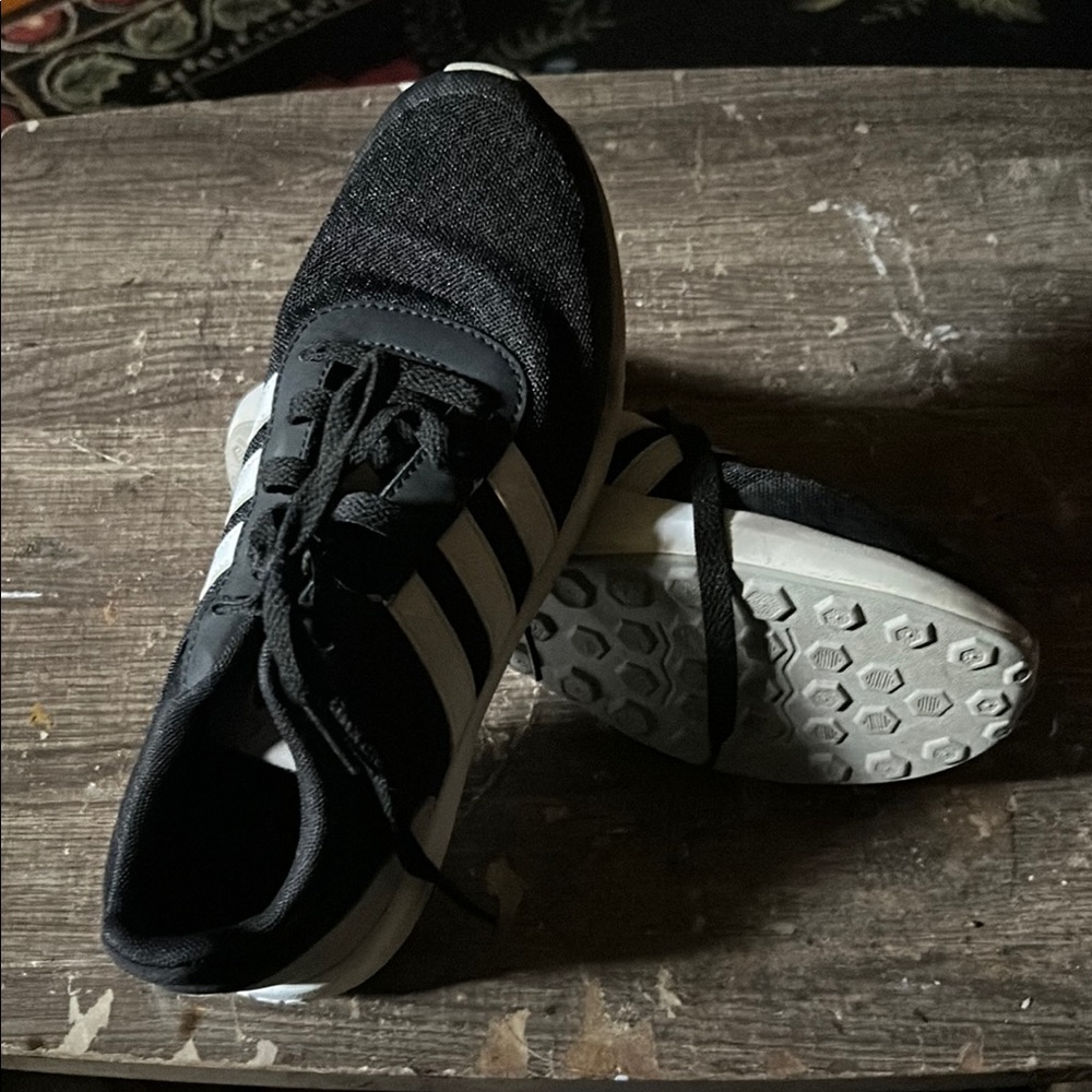 Adidas Core Black and White Athletic Shoes